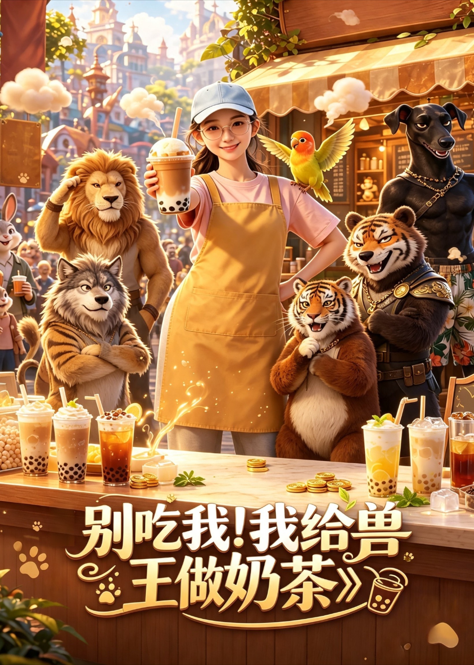 别吃我!我给兽王做奶茶海报