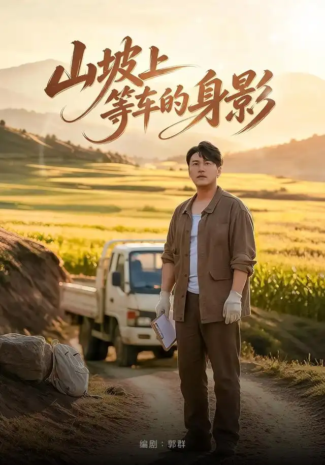 山坡上等车的身影海报