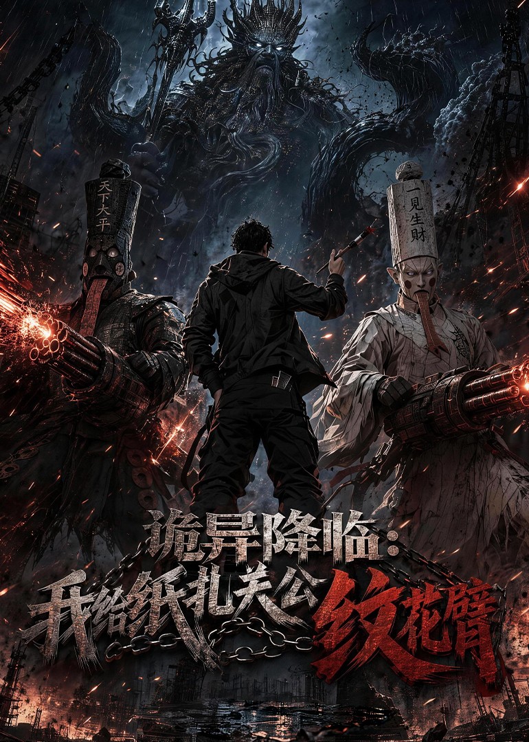 诡异降临:我给纸扎关公纹花臂海报
